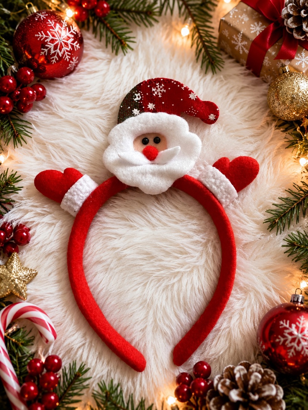 Festive Santa Headband - Red & White Holiday Accessory-NWOT